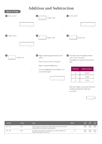 Addition and Subtraction Worksheet + Answers (KS2 - Year 5) | Teaching