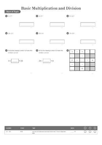 basic multiplication and division worksheet answers ks2 year 4