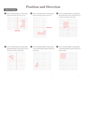 Position and Direction Worksheet + Answers (KS2 - Year 6) | Teaching