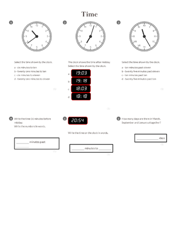 time worksheet answers ks2 year 3 teaching resources