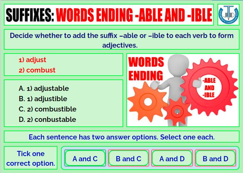 SUFFIXES - WORDS ENDING -ABLE AND -IBLE: POWERPOINT PRESENTATION
