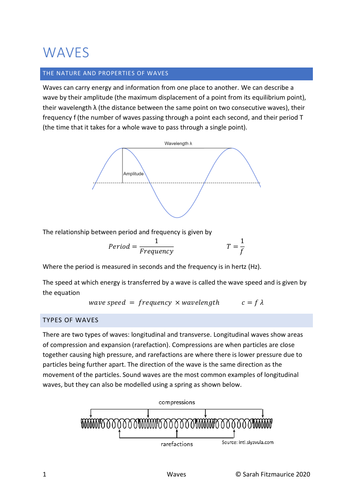 Waves GCSE Physics Summary Notes | Teaching Resources
