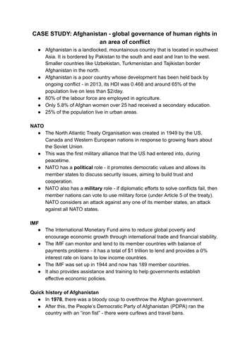 afghanistan case study a level geography