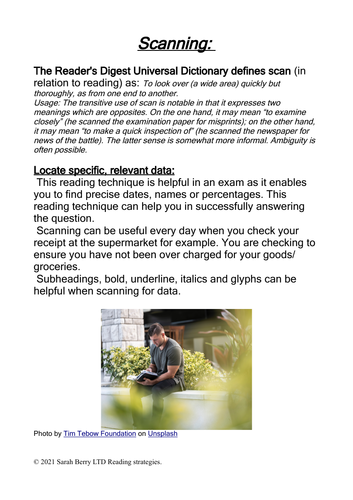 Scan reading made easy | Teaching Resources