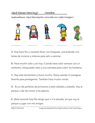  Qu Tiempo Hace Hoy Spanish Weather Worksheet Teaching Resources