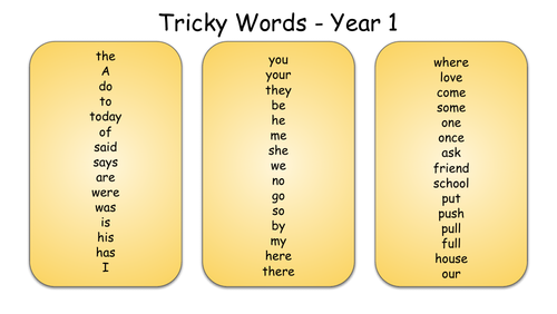 Tricky Words For 4 Year Olds