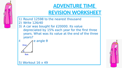 ADVENTURE TIME REVISION WORKSHEET 5