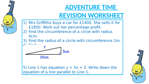 ADVENTURE TIME REVISION WORKSHEET 6