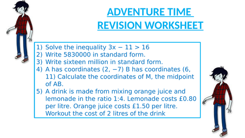 ADVENTURE TIME REVISION WORKSHEET 9