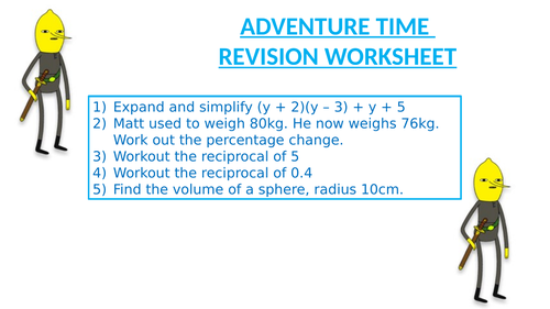 ADVENTURE TIME REVISION WORKSHEET 11