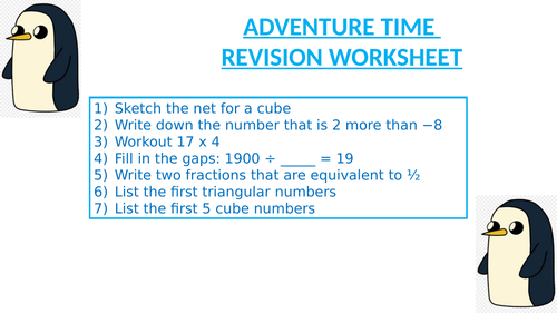 ADVENTURE TIME REVISION WORKSHEET 13