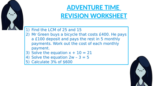 ADVENTURE TIME REVISION WORKSHEET 14