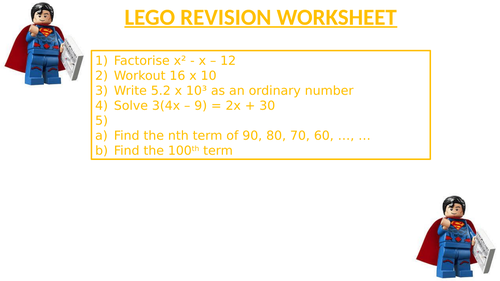 LEGO REVISION WORKSHEET 1