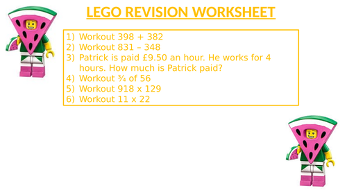 LEGO REVISION WORKSHEET 12