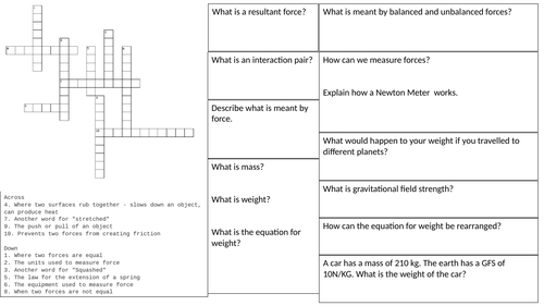 Activate P1 Forces - Revision Mat (KS3)