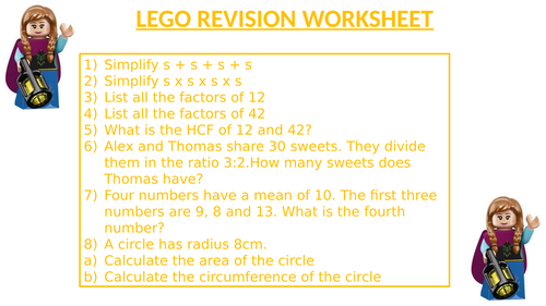 LEGO REVISION WORKSHEET 18