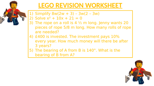 LEGO REVISION WORKSHEET 26