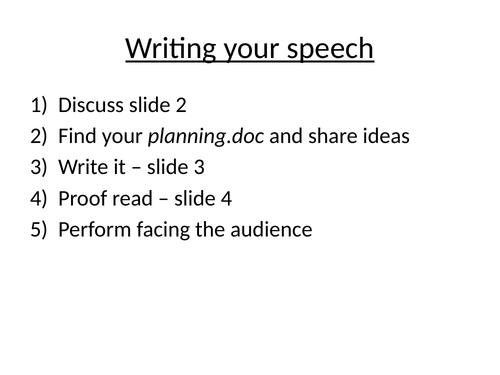 writing a speech template ks3