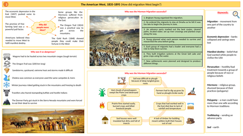 Edexcel 9-1 GCSE American West Knowledge Organisers | Teaching Resources