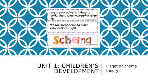 Piaget Schema Theory lesson CPLD L3 Unit 1 Teaching Resources