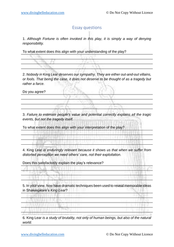 king lear essay questions pdf