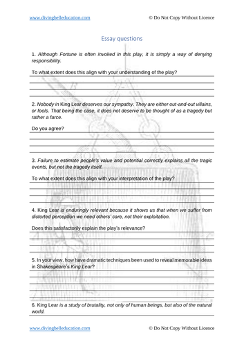 king lear practice essay questions