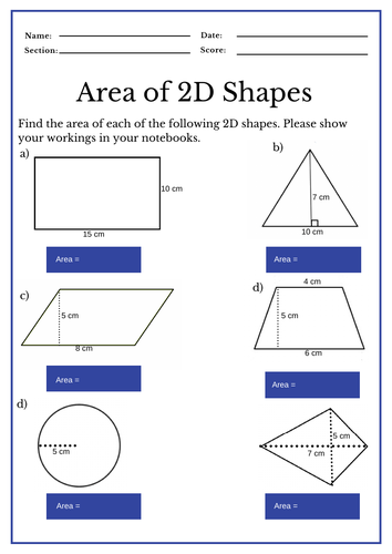 Kids&rsquo; Area and Volume Worksheets with Answer Sheet | Teaching Resources