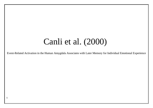 CIE Alevel Psychology - Canli Booklet | Teaching Resources