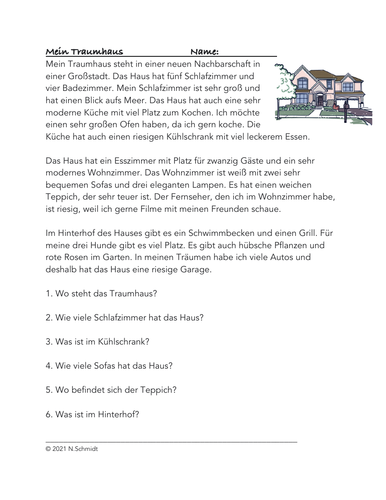 traumhaus essay in german