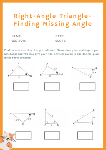 Right Angle Triangle Worksheets - Finding Missing Sides Plus Finding ...