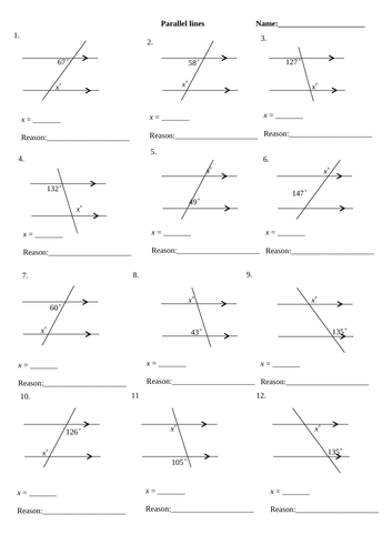 Angles In Parallel Lines Teaching Resources 5639