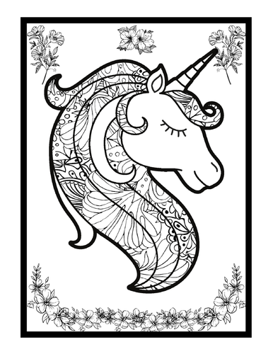 mermaid princess and unicorn mandala colouring pages