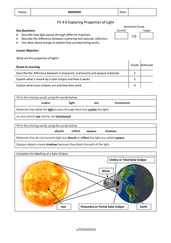 KS3 Physics AQA P1 4 Waves - Sound and Light 10PPTs, 13WS and 11MS ...