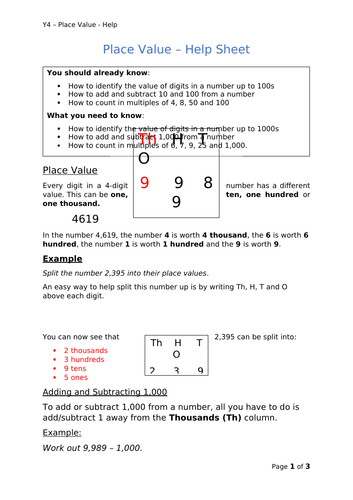 Y4 Maths - Place Value