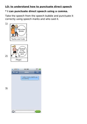 punctuating direct speech year 4 tes