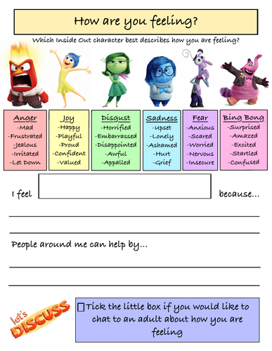 how are you feeling inside out worksheet teaching resources