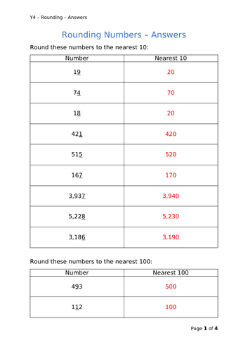 Y4 Maths - Rounding Numbers