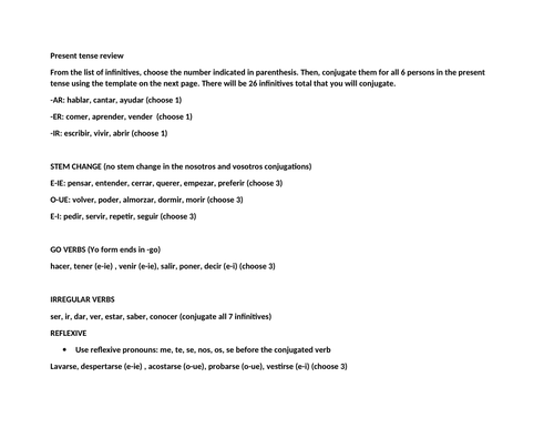 Present tense review | Teaching Resources