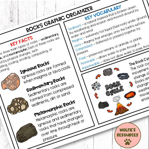 Rocks Vocabulary Activities and Graphic Organizer Teaching Resources