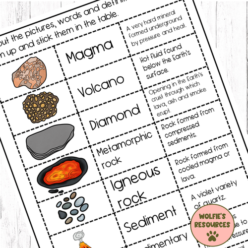 Rocks Vocabulary Activities and Graphic Organizer Teaching Resources