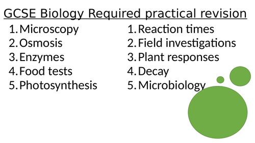 GCSE AQA Biology Required practical revision | Teaching Resources