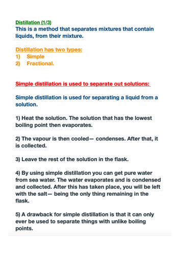 Chemistry 9-1 Simple & Fractional Distillation Revision Notes | KS3 ...