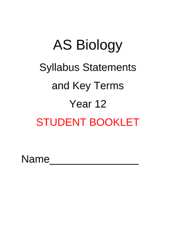 Biology Advanced Level (CIE) Syllabus Checklist and Key Words ...
