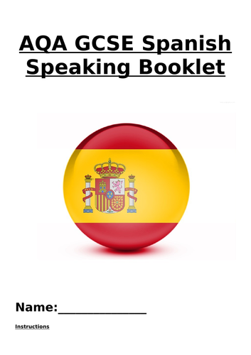Gcse Spanish Speaking Booklet Aqa General Conversation Teaching Resources 3129
