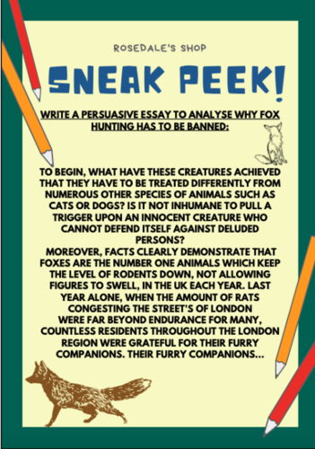 Persuasive Writing On Fox Hunting Graded 9 A GCSE IGCSE AQA 