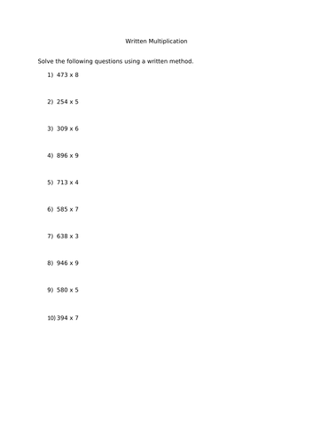 Year 5 Four Operations - Written Multiplication Lesson | Teaching Resources