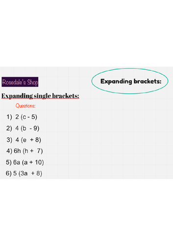 Maths 9-1 Expanding Single Brackets Worksheet with Answers - KS3 GCSE ...