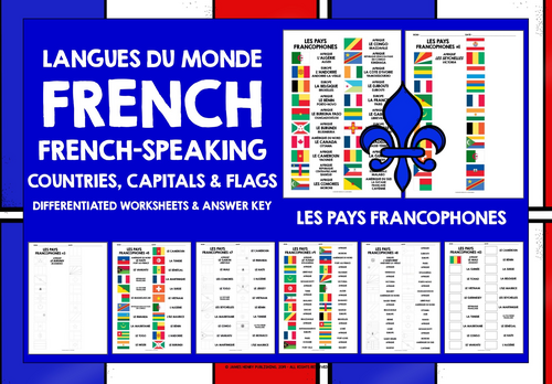FRENCH-SPEAKING COUNTRIES FLAGS WORKSHEETS | Teaching Resources