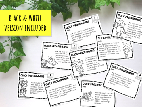 Programming Maths Task Cards | Teaching Resources