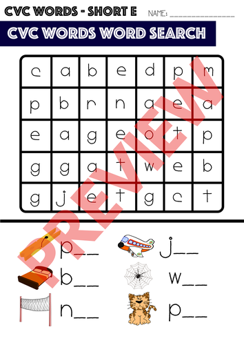 CVC Words Visual Word Searches | Teaching Resources